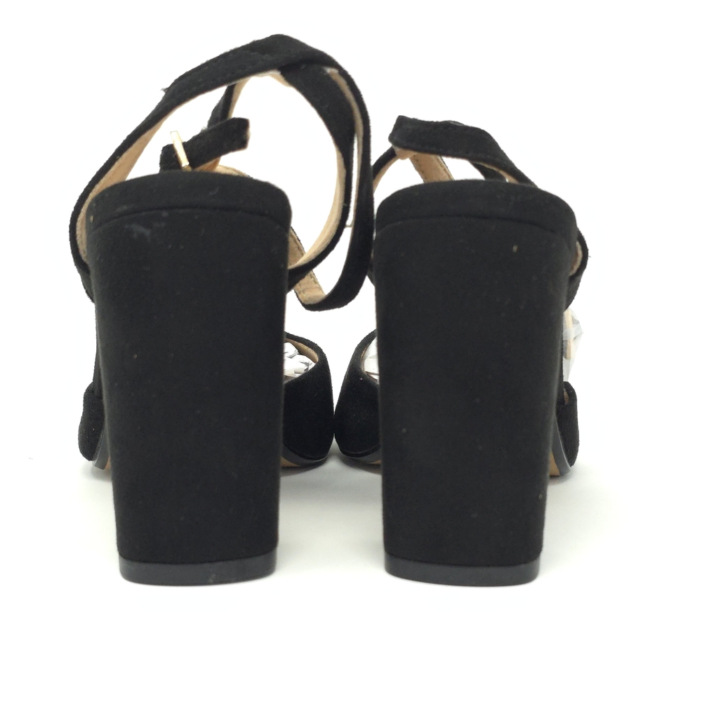 Journee Tyyra Black Vegan Suede Block Heel Pumps Wide US 6 - Picture 5 of 10